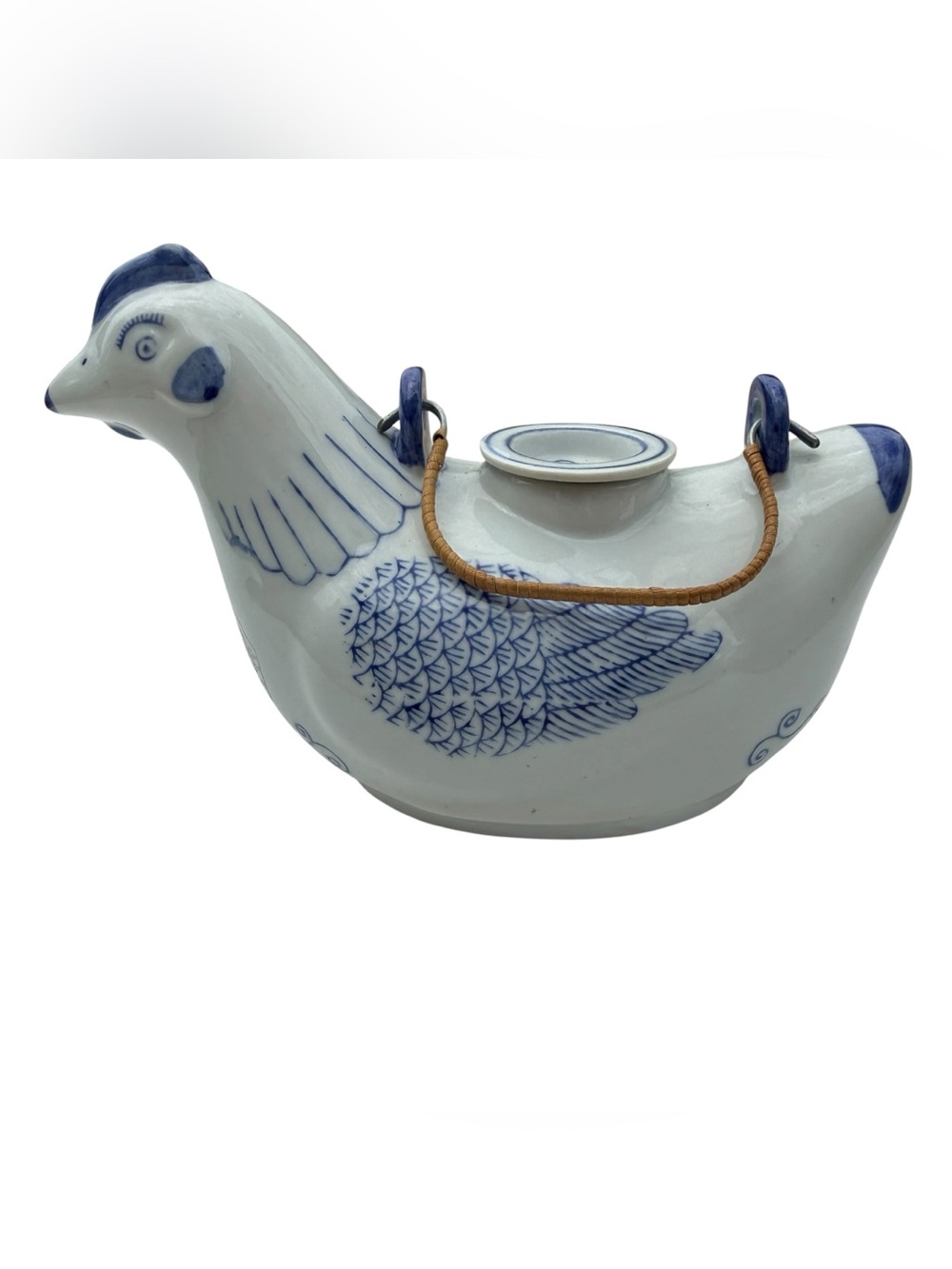 Williams Sonoma Grande Cuisine Blue White Chicken Bud Vase Chinoiserie Decor